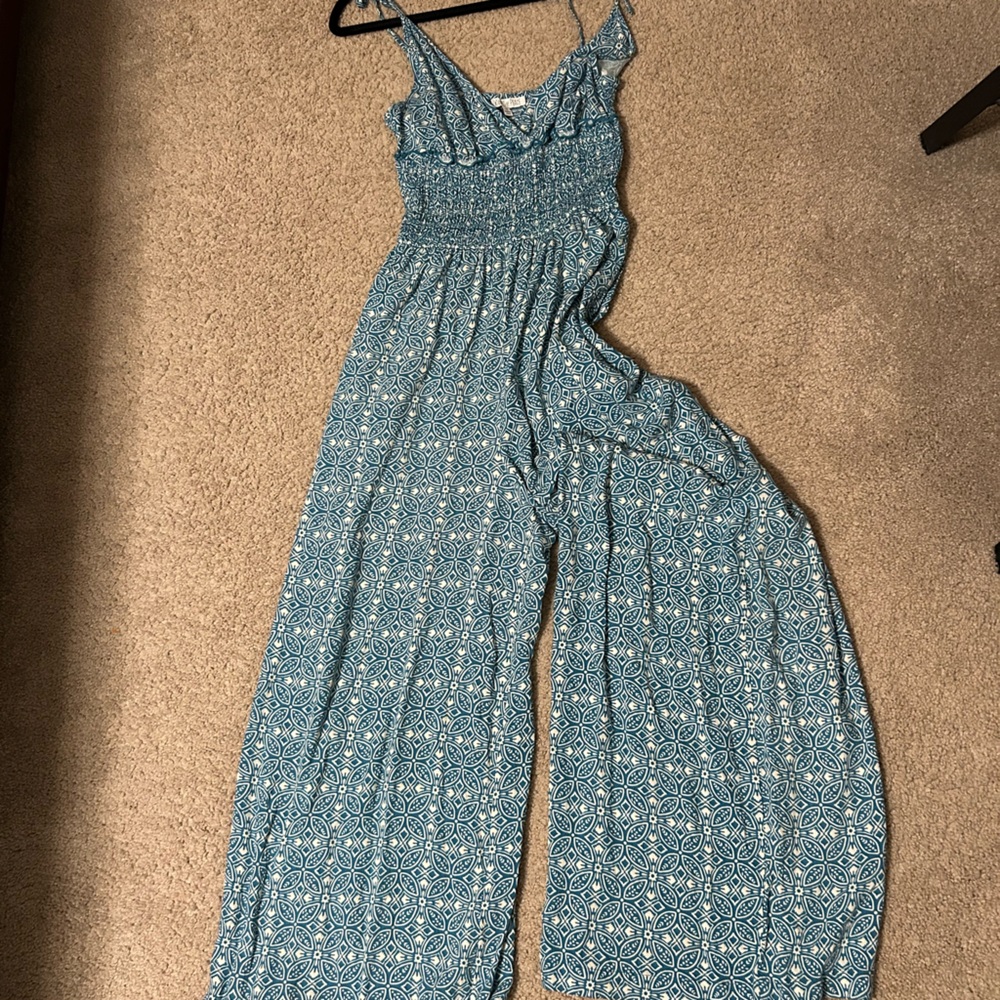 Patrons of Peace Teal Printed Wide-Leg Jumpsuit